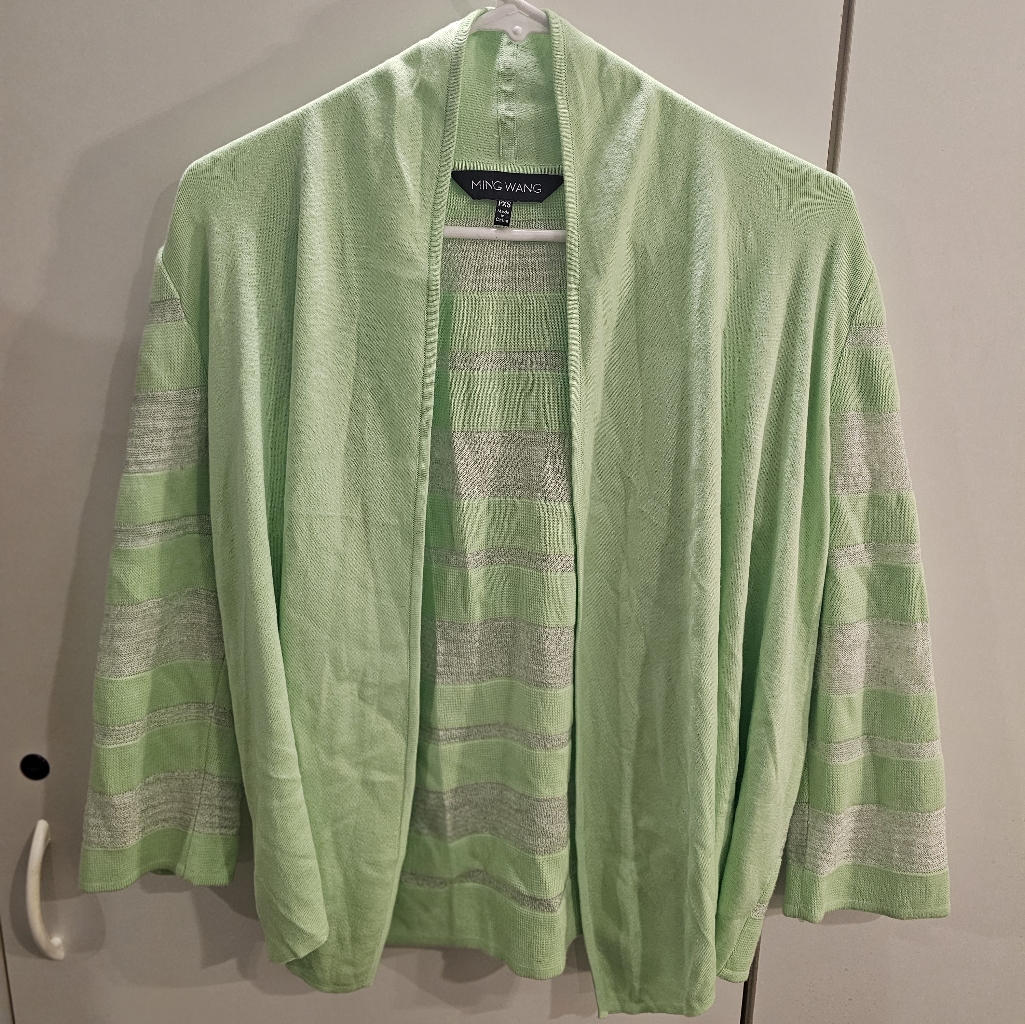 Ming Wang Womans Petite Xs Green Cardigan